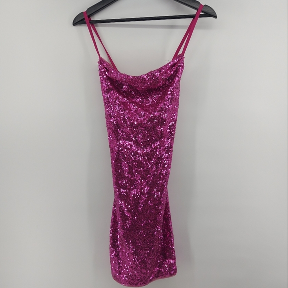 BCBGMAXAZRIA Womens Sequined Party Mini Dress - Picture 3 of 9